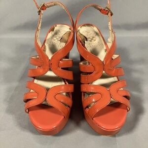 Vince Camuto Sandals Womens Size 5.5M Orange Strappy Wedge Platform Heel
